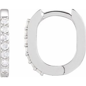 14K White Gold 1/8 CTW Natural Diamond 12 mm Hoop Earrings