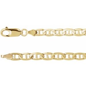 14K Yellow Gold 4.5 mm Curbed Anchor 24" Chain