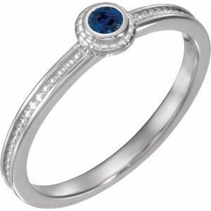 Sterling Silver Lab-Grown Blue Sapphire Family Stackable Ring