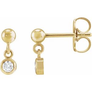 14K Yellow Gold 1/5 CTW Natural Diamond Bezel-Set Earrings