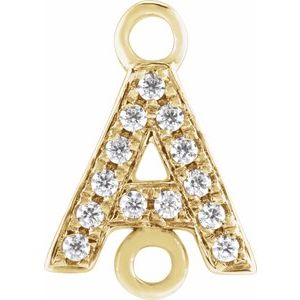 14K Yellow Gold Petite Pavé® .05 CT Natural Diamond Initial A Link