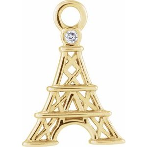 14K Yellow Gold Petite Pavé® .006 CT Natural Diamond Eiffel Tower Dangle