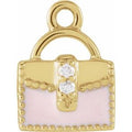14K Yellow Gold Petite Pavé® .01 CTW Natural Diamond Pink Enamel Purse Dangle