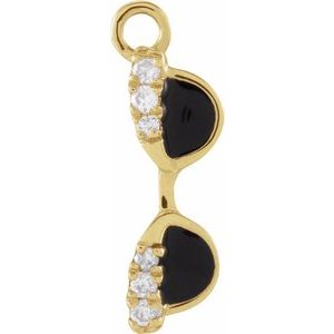 14K Yellow Gold Petite Pavé® .02 CTW Natural Diamond Black Enamel Sunglasses Dangle