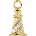 14K Yellow Gold Petite Pavé® .02 CTW Natural Diamond Lighthouse Dangle