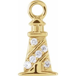 14K Yellow Gold Petite Pavé® .02 CTW Natural Diamond Lighthouse Dangle