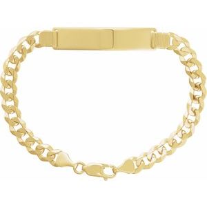 14K Yellow Gold Curb Identification 9" Bracelet
