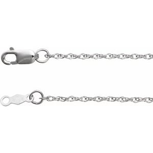 18K White Gold 1.25 mm Rope Adjustable 16-18" Chain