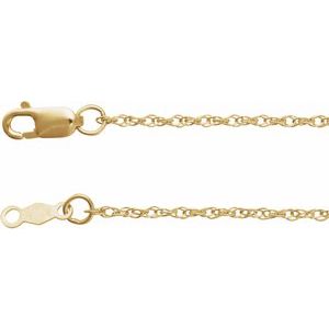 18K Yellow Gold  1.25 mm Rope Adjustable 16-18" Chain