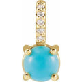 14K Yellow Gold Natural Turquoise & .02 CTW Natural Diamond Cabochon Charm/Pendant
