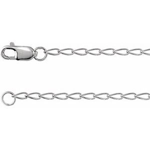 Sterling Silver 1.6 mm Elongated Curb 20" Chain