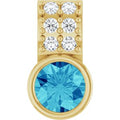 14K Yellow Gold Natural Blue Zircon & .04 CTW Natural Diamond Pendant