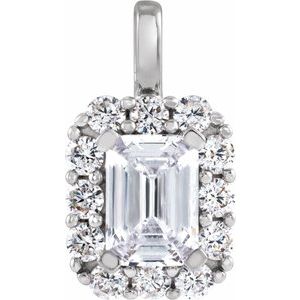 14K White Gold 1 1/2 CTW Lab-Grown Diamond Halo-Style Pendant