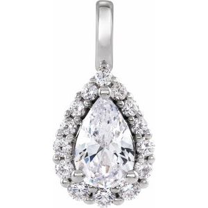 14K White Gold 1 1/2 CTW Lab-Grown Diamond Halo-Style Pendant