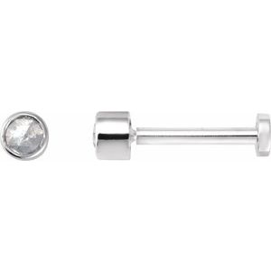 14K White Gold .04 CT Rose-Cut Natural Diamond Stud Earring