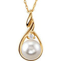 14K Yellow Gold Cultured White Akoya Pearl & .03 CTW Natural Diamond 18" Necklace