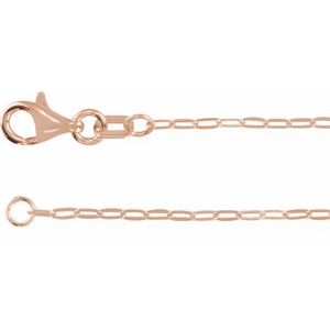 14K Rose Gold 1.25 mm Paperclip-Style 20" Chain