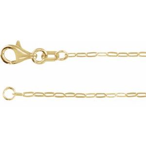 14K Yellow Gold 1.25 mm Paperclip-Style 6 1/2-7 1/2" Chain