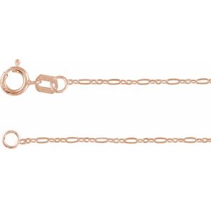 14K Rose Gold 1.25 mm Figaro 20" Chain