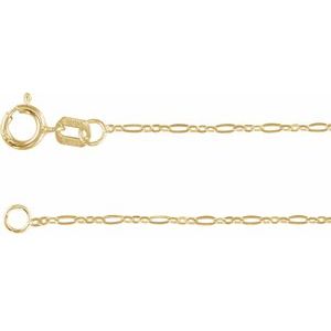 14K Yellow Gold 1.25 mm Figaro 20" Chain