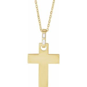 14K Yellow Gold .03 CTW Natural Diamond Cross 16-18" Necklace Mounting