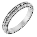 14K White Gold 3 mm Milgrain Floral Flat Band Size 7