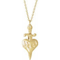 14K Yellow Gold Heart & Dagger 16-18" Neckalce