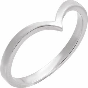 14K White Gold V Ring