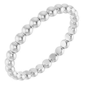 14K White Gold Beaded Stackable Ring