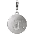 Sterling Silver .005 CT Natural Diamond Initial J Charm/Pendant