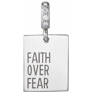 Sterling Silver .02 CTW Natural Diamond Faith Over Fear Pendant