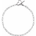 14K White Gold Heart & Paperclip-Style Chain 6" Bracelet