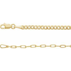 14K Yellow Gold 2.7 mm Curb & Paperclip-Style 18" Chain