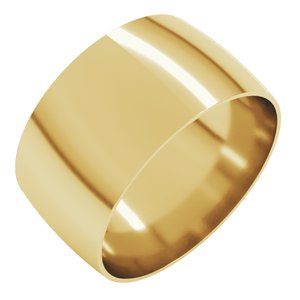 10K Yellow Gold 10 mm Ultra-Lightweight Comfort-Fit Half Round Band Size 9