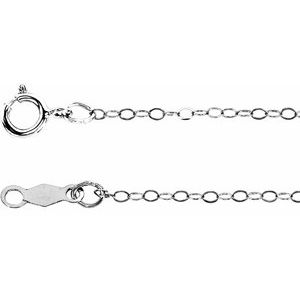 14K White Gold 1 mm Flat Cable 24" Chain