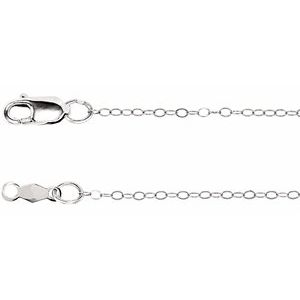 14K White Gold 1 mm Flat Cable 24" Chain