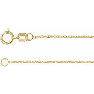 14K Yellow Gold 1 mm Diamond-Cut Anchor 24" Chain