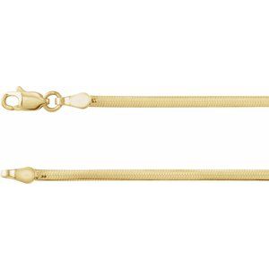 14K Yellow Gold 1.95 mm Oval Snake 20" Chain