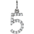 14K White Gold .08 CTW Natural Diamond Numeral 5 Charm/Pendant