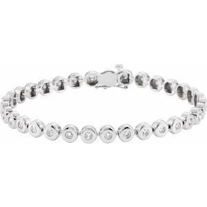 14K White Gold 2 CTW Natural Diamond Bezel-Set Line 7" Bracelet