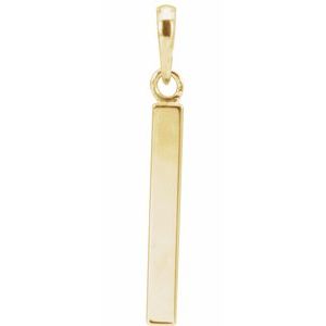 14K Yellow Gold Engravable Four-Sided Bar Pendant
