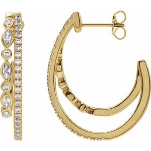 14K Yellow Gold 1 1/5 CTW Lab-Grown Diamond 30.5 mm Hoop Earrings