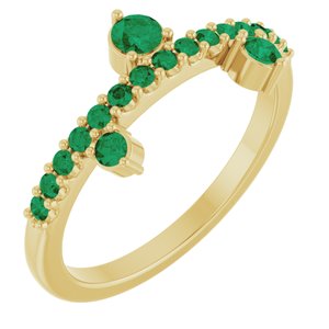 14K Yellow Gold Lab-Grown Emerald Ring