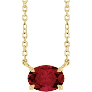 14K Yellow Gold Lab-Grown Ruby 18" Necklace