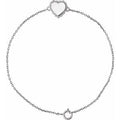 Sterling Silver Engravable Beaded Heart 7" Bracelet