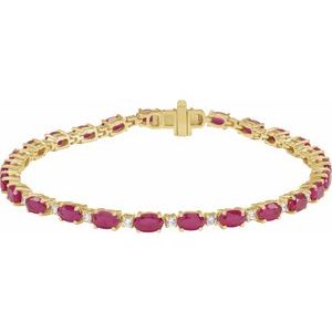 14K Yellow Gold Lab-Grown Ruby & 5/8 CTW Lab-Grown Diamond Line 7" Bracelet