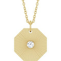 14K Yellow Gold .06 CT Natural Diamond Medallion 16-18" Necklace