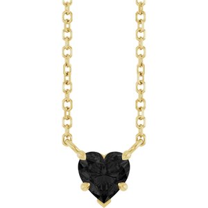 14K Yellow Gold Natural Onyx Solitaire 18" Necklace