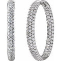 18K White Gold 1 CTW Natural Diamond Inside-Outside Hinged 24 mm Hoop Earrings