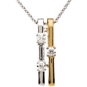 14K White/Yellow Gold 1/10 CTW Natural Diamond Bar 18" Necklace